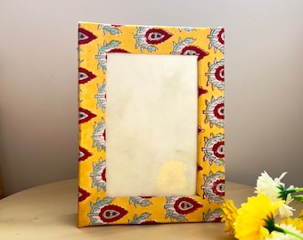 Indian Fabric Prints Ethnic Photo Frame | Handmade Block Print Picture Frame Ethnic Gift | Unique Traditional Artisans Crafted Table Decor