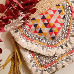 Indian boho bag, Colourful banjara bag, Beaded shoulder bag, Hippie crossbody women&#39;s purse, Unique Eco Friendly gift for Boho lovers
