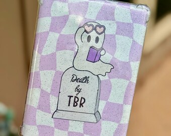 Purple Halloween Printable Kindle Insert Ghost themed DIY Kindle Insert Purple Checkered Insert Design Pastel Halloween