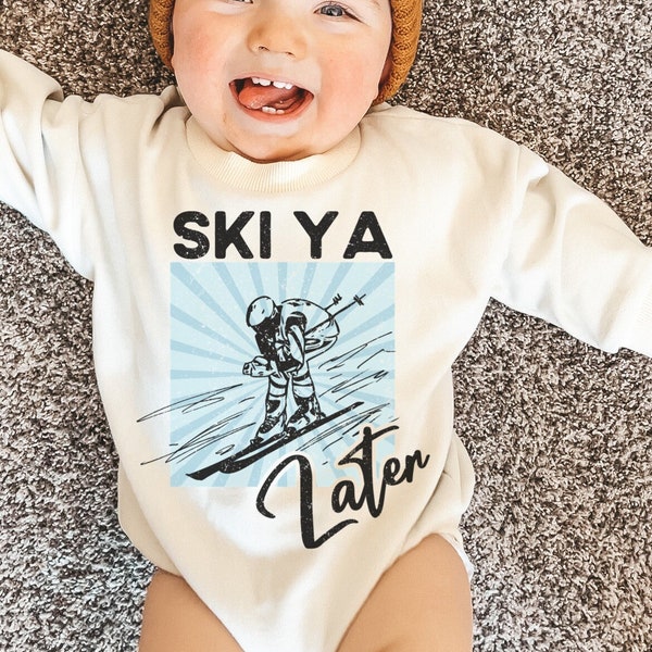 Ski Ya Later Winter Oversized Baby Sweater Bubble Romper