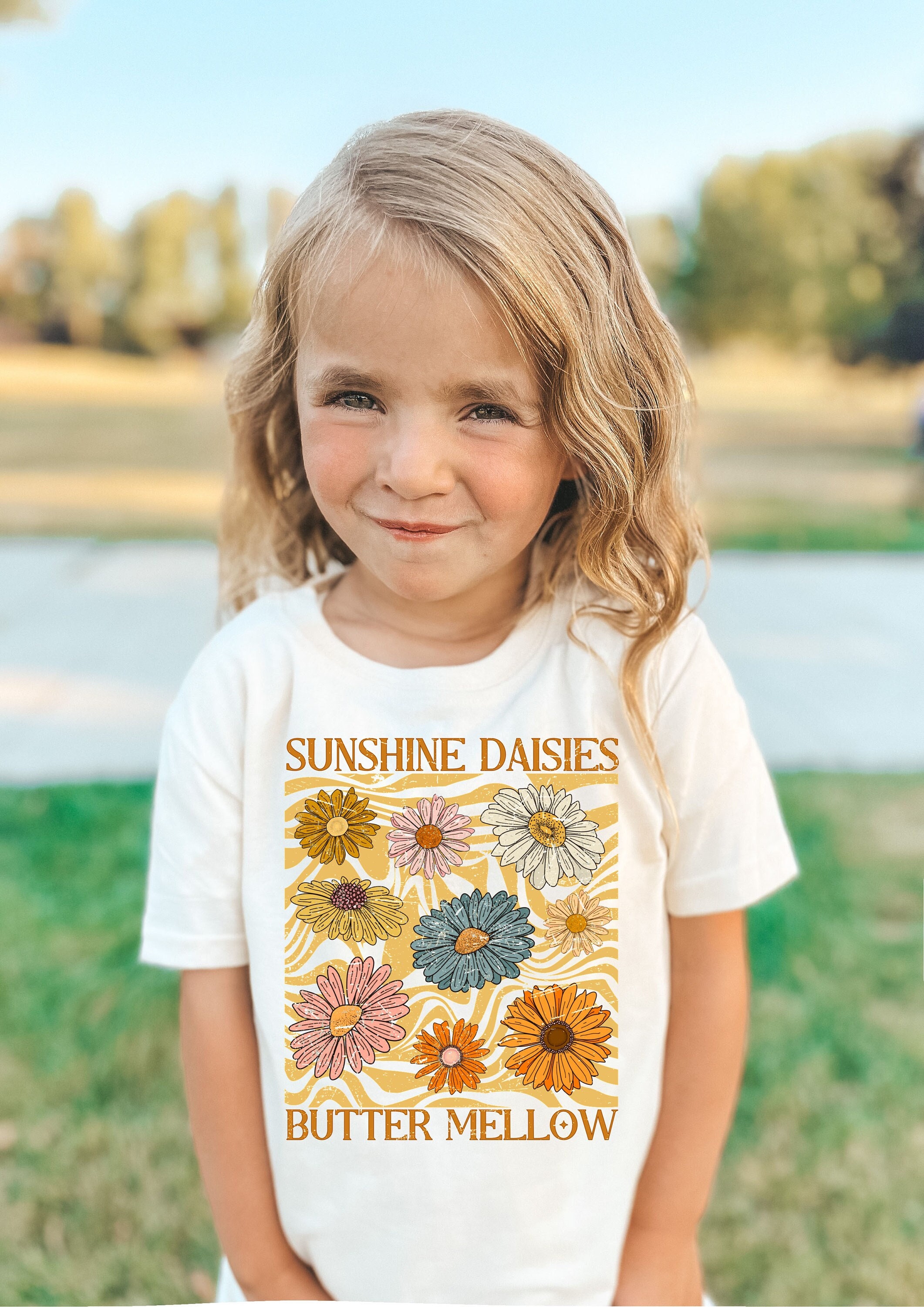Sunshine Daisies Butter Mellow Retro Flower Toddler Tee - Etsy