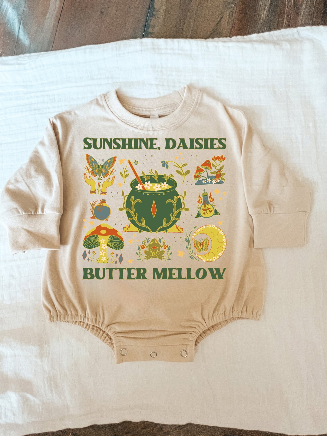 Sunshine Daisies Butter Mellow Magic Long Sleeve Baby Bubble Etsy