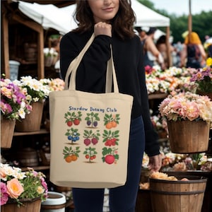 Stardew Botany Club 100% Organic Cotton Tote Bag - Perfect for Stardew Valley fans, gardening, botany lovers, farmer&#39;s market and shopping