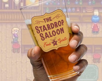 The Stardrop Saloon, Stardew Valley-pintglas: gezellig gamercadeau met deksel en rietje