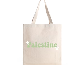 Palestine Tote Bag: Groovy Design, Cotton Canvas (15x16in)