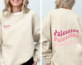 Retro Palestine Sweatshirt: Groovy Palestinian Crewneck