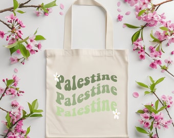 Groovy Palestine Tote Bag: Stylish Cotton Canvas (15x16in)