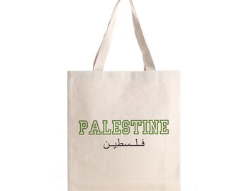 Palestine Tote Bag: Sport Jersey Font, Palestinian Pride