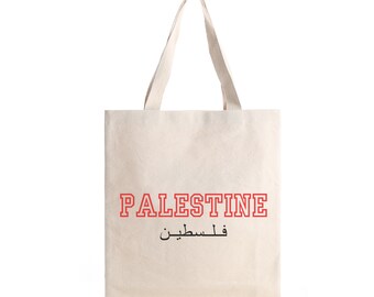 Palestine Tote Bag: Sport Jersey Font, Palestinian Pride
