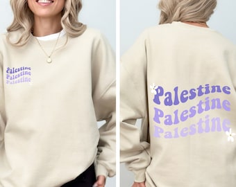 Retro Palestine Sweatshirt: Groovy Palestinian Crewneck