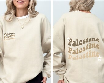 Retro Palestine Sweatshirt: Groovy Palestinian Crewneck