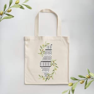 Palestinian Kuffeyeh Tote Bag: Olive Vine Design