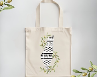 Palestinian Kuffeyeh Tote Bag: Olive Vine Design