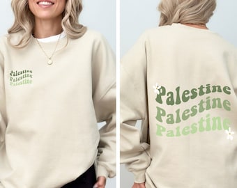 Retro Palestine Sweatshirt: Groovy Palestinian Crewneck