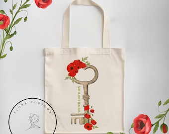 Palestinian Poppy Flower Canvas Tote Bag: Heritage Design