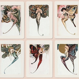 Butterfly Faries – Complete Set of Six Genuine Poker Size Swap Playing Cards MINT