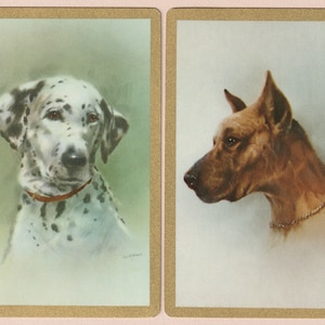 Dalmatian & Doberman – Pair of Genuine Vintage Duratone Swap Playing Cards MINT