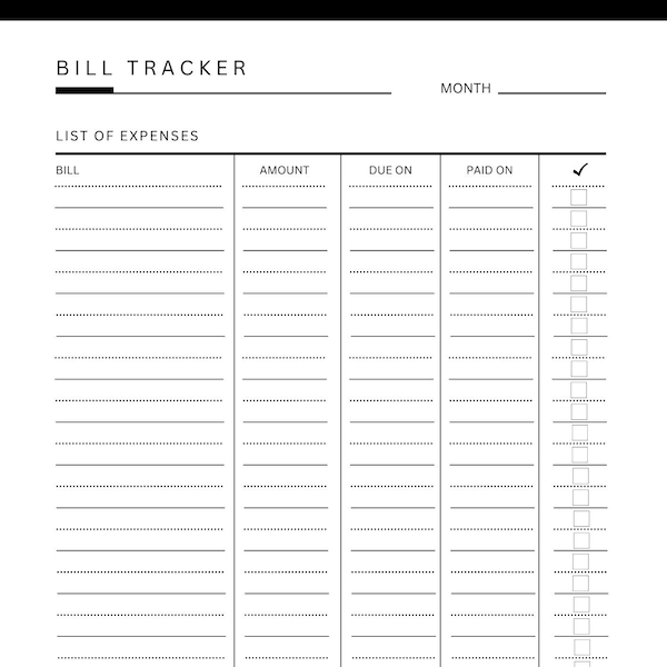 Bill Payment Tracker Etsy