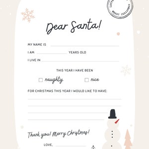 Letter to Santa, Letter to Santa Template, Letter to Santa Printable, Dear Santa, Dear Santa Letter, Christmas List, Christmas Wish List
