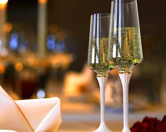 RANOLDI Flute Bicchieri di Cristallo Trasparente per Champagne con Custodia Idea Regalo 
