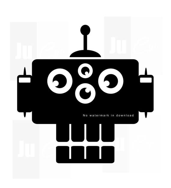 Robot Face Four Eyes, Icon Svg, Digital Download