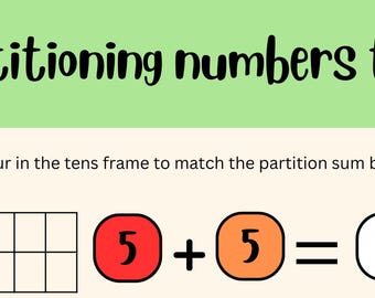 Partitioning Numbers to 10 Worksheet • Tens Frame Math (Digital Download)