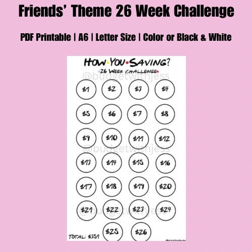 26 Week Savings Challenge Mini Savings Low Income - Etsy