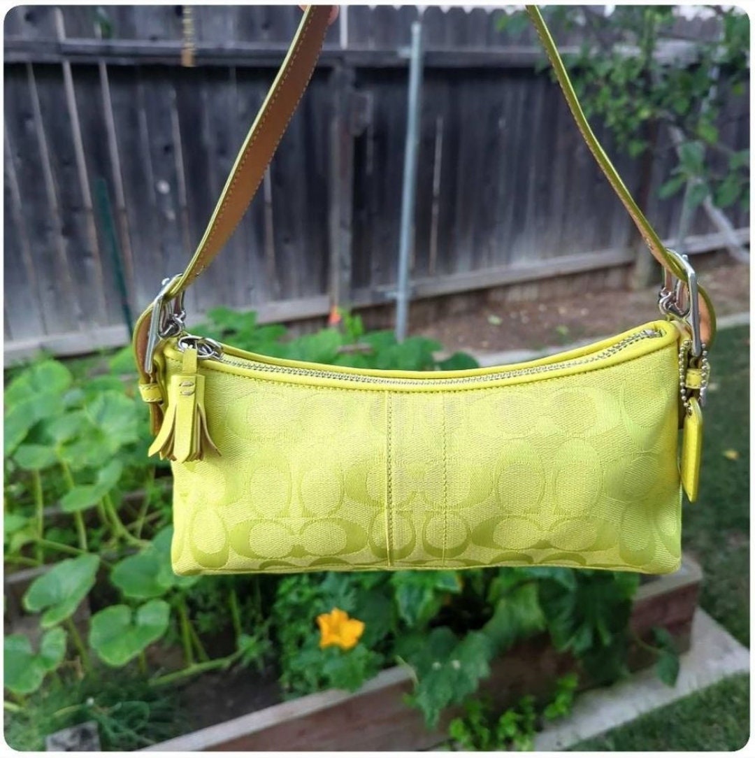 Coach Y2K Rare East West Chartreuse Baguette Shoulder Bag. 