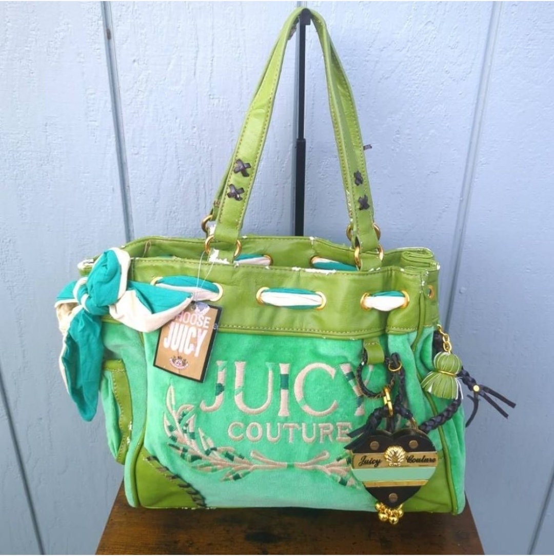 Juicy Couture Y2K Vintage Velour Lime Green Shoulder Tote Bag - Etsy