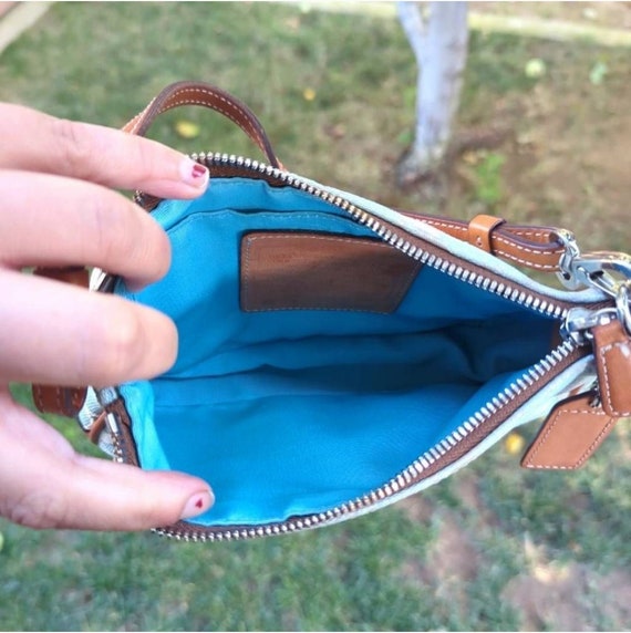 light blue coach shoulder bag