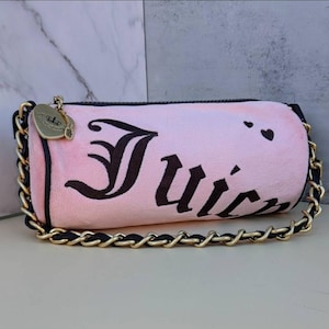 Juicy Couture Y2K Velour Fuchsia Rhinestone Long Zip Wallet