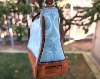 Coach Y2K Light Blue Demi Leather and Signature C Canvas 