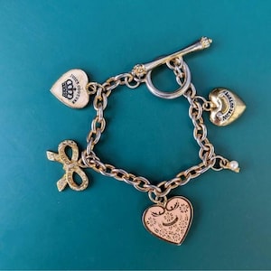 Juicy Couture Y2K Silver & Goldtone Link Vintage Charm Bracelet