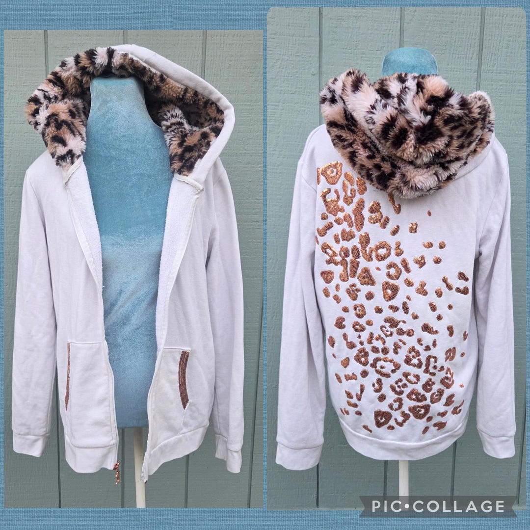 Juicy Couture Y2K Sequin Leopard Print Faux Fur Vintage
