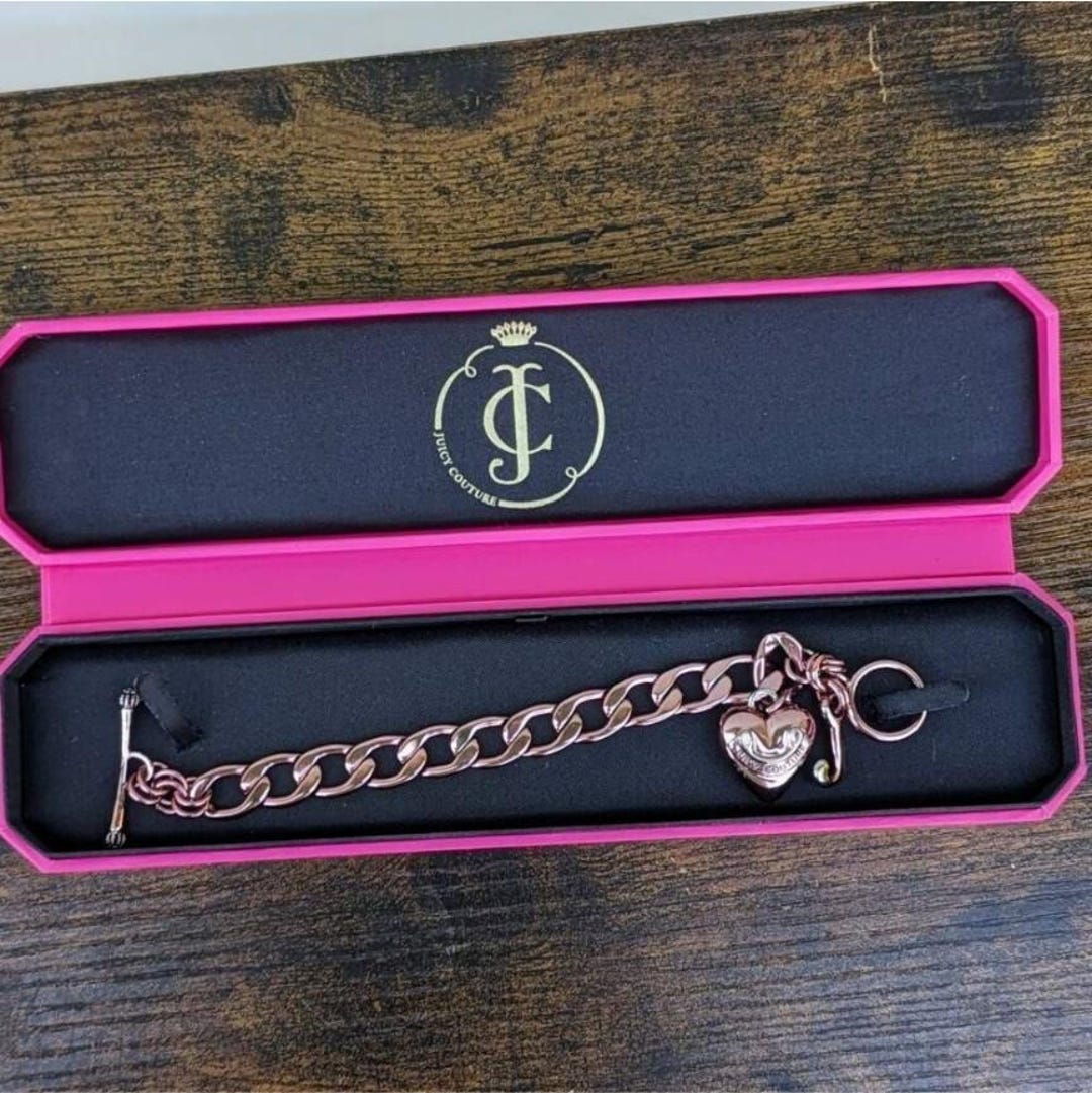 Juicy Couture Y2K Rare Metallic Pink Puffy Heart Starter Vintage