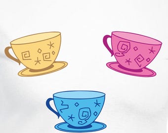 Tea Cups Digital Cut Files | Cricut | Silhouette Cameo | Svg Cut Files | Digital Files | PDF | Eps | DXF | PNG | Alice In Wonderland