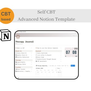 Advanced Notion Mental Health Template for the Anxious Minds, CBT, Therapy Journal, Mood Tracker, Notion Template for Anxiety and Depression