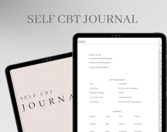 CBT Therapy Digital Journal, Mental Health Self-Reflection (PDF)