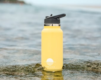 Premium Reusable Water Bottle | 1 Litre Vacuum Insulated Bottle | Sweatproof & BPA Free | Eco Friendly Gift | Yellow