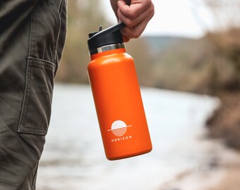 Orange 1 Litre (32oz) Active Flask  | Insulated Stainless Steel Water Bottle | 24 Hours Cold and 12 Hours Hot | Great for Hiking & Biking