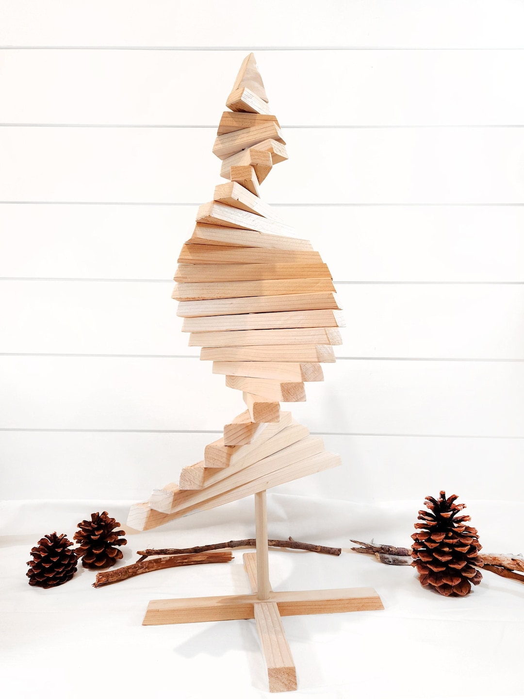 Spiral Cut Wooden Christmas Tree medium Etsy