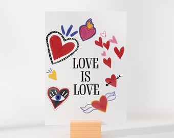 Romantic Greeting Card for Valentine's Day Art Watercolor Valentine's Day Home Decor Valentines Day Card for Boyfriend