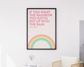 Dolly Parton Rainbow Quote Art Print: Western Pastel Decor (Downloadable)