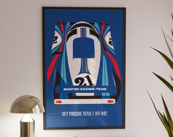 Motorsport Wall Art Game Room Porsche 917 Poster Digital Auto Racing Art Le Mans Poster Vintage Wall Art Printable, Martini Motorsport