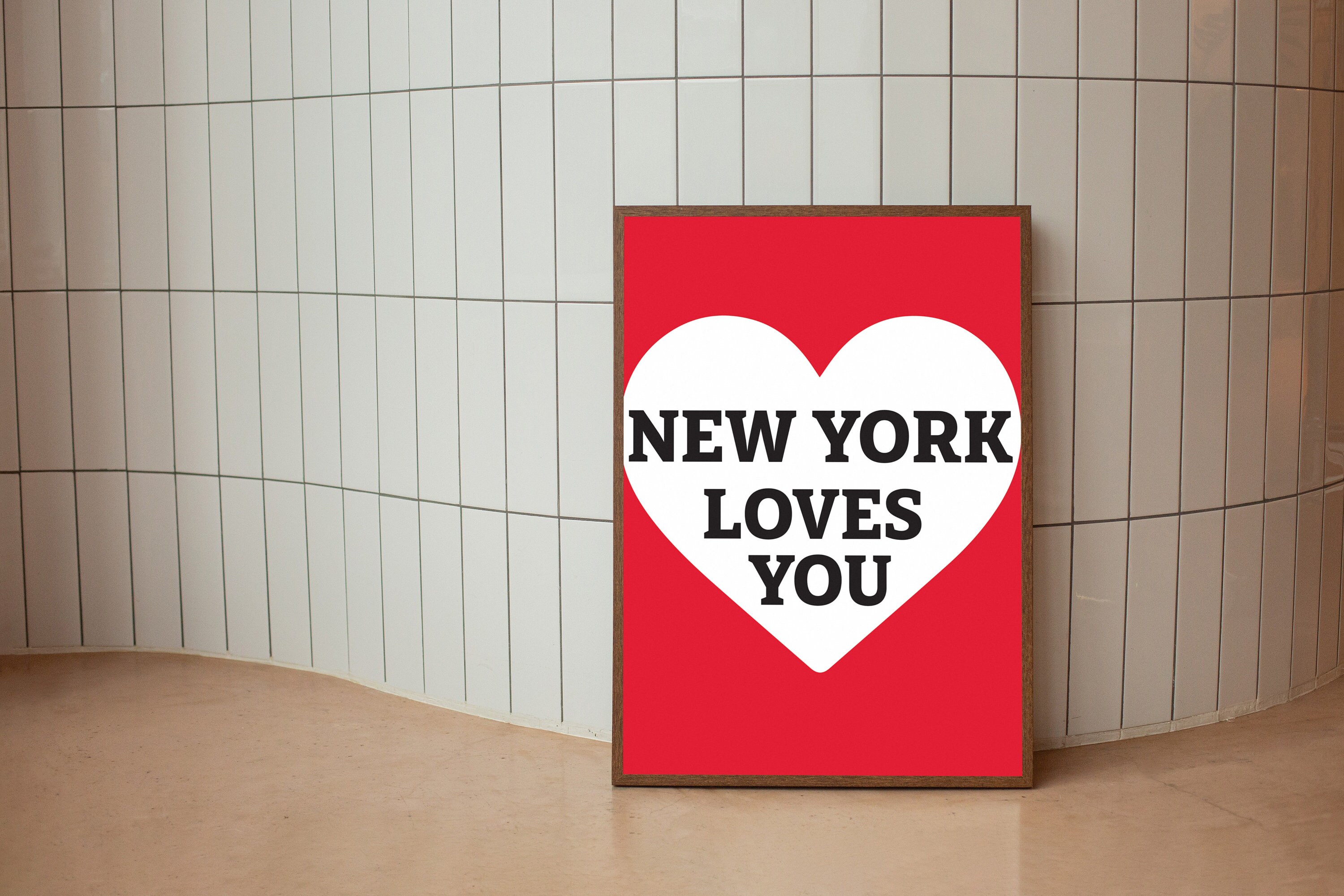 New York Art Print Digital Art Download Red Heart New York Wall Art, Cute Trendy Art, New York