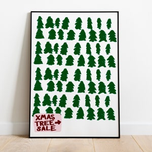 Christmas Tree Farm Poster, Downloadable Christmas Art, Christmas Tree Print, Downloadable Gift, Christmas Decor, Hand drawn poster