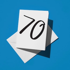 Cartes des 70 ans, cadeaux uniques minimalistes, carte de 70 ans à offrir à un frère, carte d'anniversaire, carte en noir et blanc, carte de voeux pour soeur
