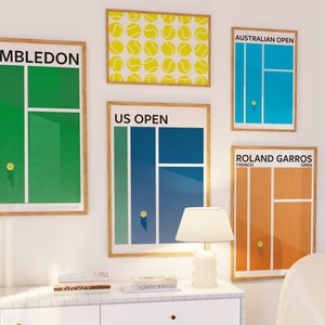 Poster del Grande Slam di tennis, poster degli US Open, poster da parete, download, poster da parete vintage, poster sportivo da tennis, set da parete per galleria del soggiorno