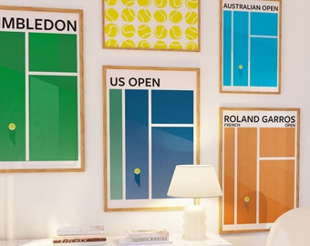 Plakat Grand Slam Tennis US Open Plakat Ścienny Pobierz, Plakat Ścienny Tenisowy Sportowy Vintage, Sztuka Ścienna Do Salonu Zestaw Ścienny Galerii