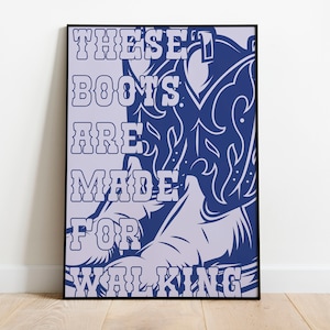 Cowgirl Boots Print, Western Aesthetic, Downloadable Art, Western Art, Modern Print, Trendy Wall Art, Boho Art, Indigo